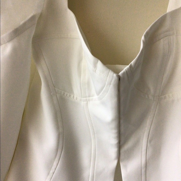 ASOS off white corset style blouse size 10 with puff chiffon sleeves NWT - Picture 2 of 6
